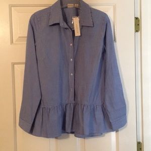 Westbound blue & white striped peplum blouse